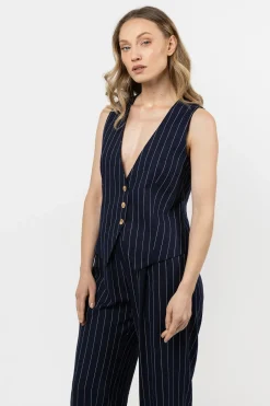 Discount niana kaizeka w deikatne prążki - granatowa Kamizelki