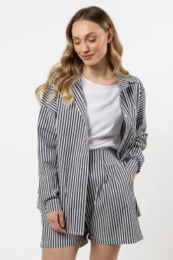 New uźna bawełniana kozua zapinana - czarna Koszule