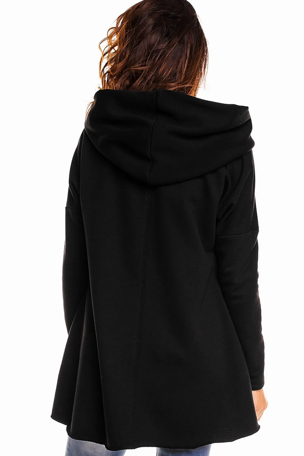 Online uźna buza overize z kapture - czarna Odzież Casualowa|Bluzy