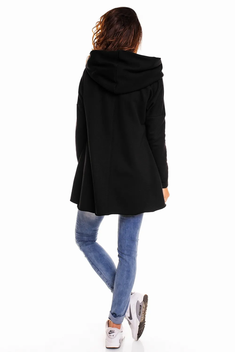 Online uźna buza overize z kapture - czarna Odzież Casualowa|Bluzy
