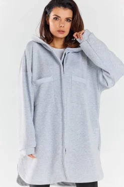 Luźna bluza z kapturem i kieszeniami - szara Odzież Casualowa|Dobry Skład
