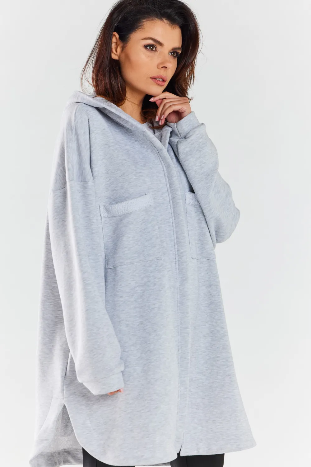 Luźna bluza z kapturem i kieszeniami - szara Odzież Casualowa|Dobry Skład