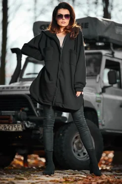 Clearance Luźna bluza z kapturem i kieszeniami - czarna Odzież Casualowa|Dobry Skład