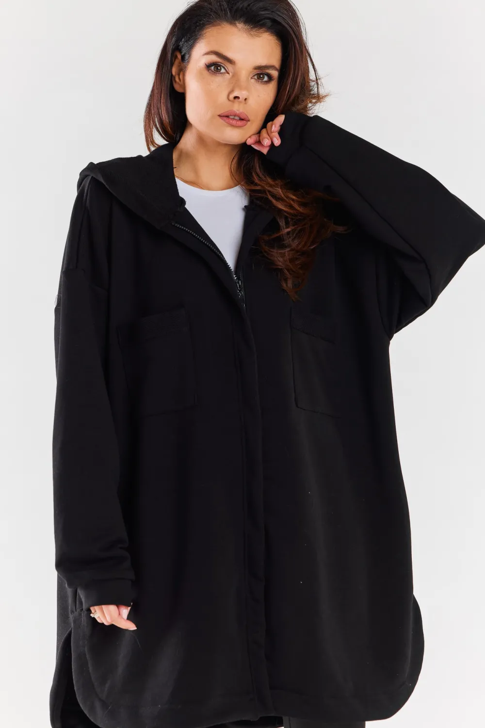 Clearance Luźna bluza z kapturem i kieszeniami - czarna Odzież Casualowa|Dobry Skład