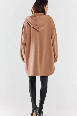 Hot Luźna bluza z kapturem i kieszeniami - beżowa Odzież Casualowa|Dobry Skład