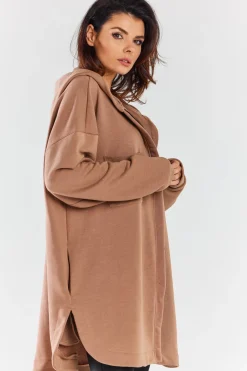 Hot Luźna bluza z kapturem i kieszeniami - beżowa Odzież Casualowa|Dobry Skład