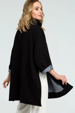 Clearance Luźna bluza z wysokim kołnierzem - czarna Bluzy