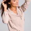 Hot Luźna bluzka koszulowa - beżowa Bluzki