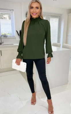 Hot uźna buzka z eatyczną tójką - oiwkowa Bluzki
