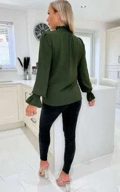 Hot uźna buzka z eatyczną tójką - oiwkowa Bluzki
