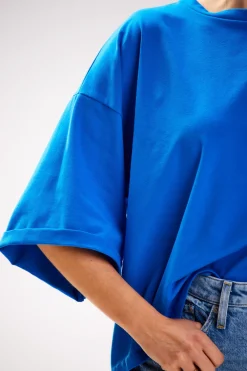 Clearance Luźna bluzka z szerokim rękawem - chabrowa Odzież Casualowa|Dobry Skład