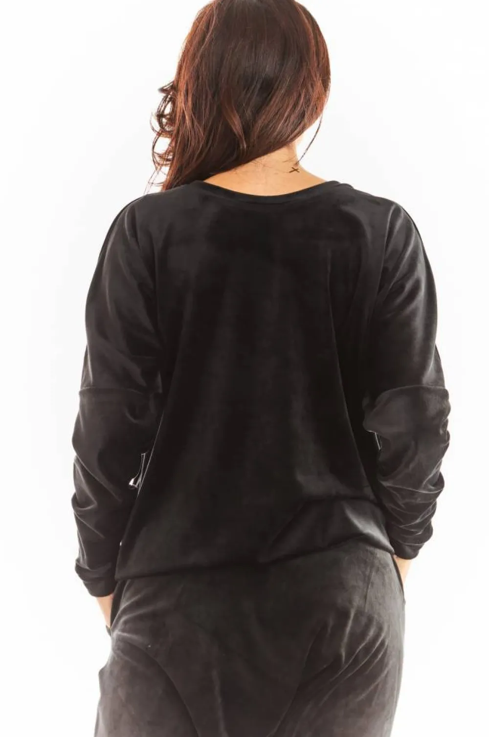Online Luźna prosta bluzka z dekoltem w serek - czarna Odzież Casualowa|Bluzy