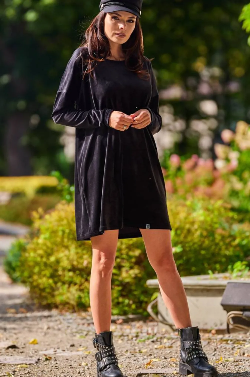 New Luźna prosta sukienka mini - czarna Sukienki