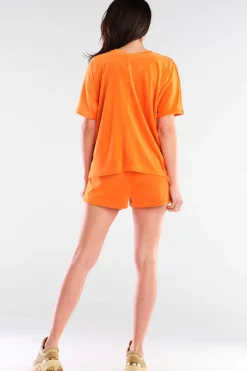 Clearance uźne zorty z weuru - poarańczowe Spodenki