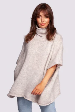 Best Luźny sweter typu ponczo - kość słoniowa Swetry