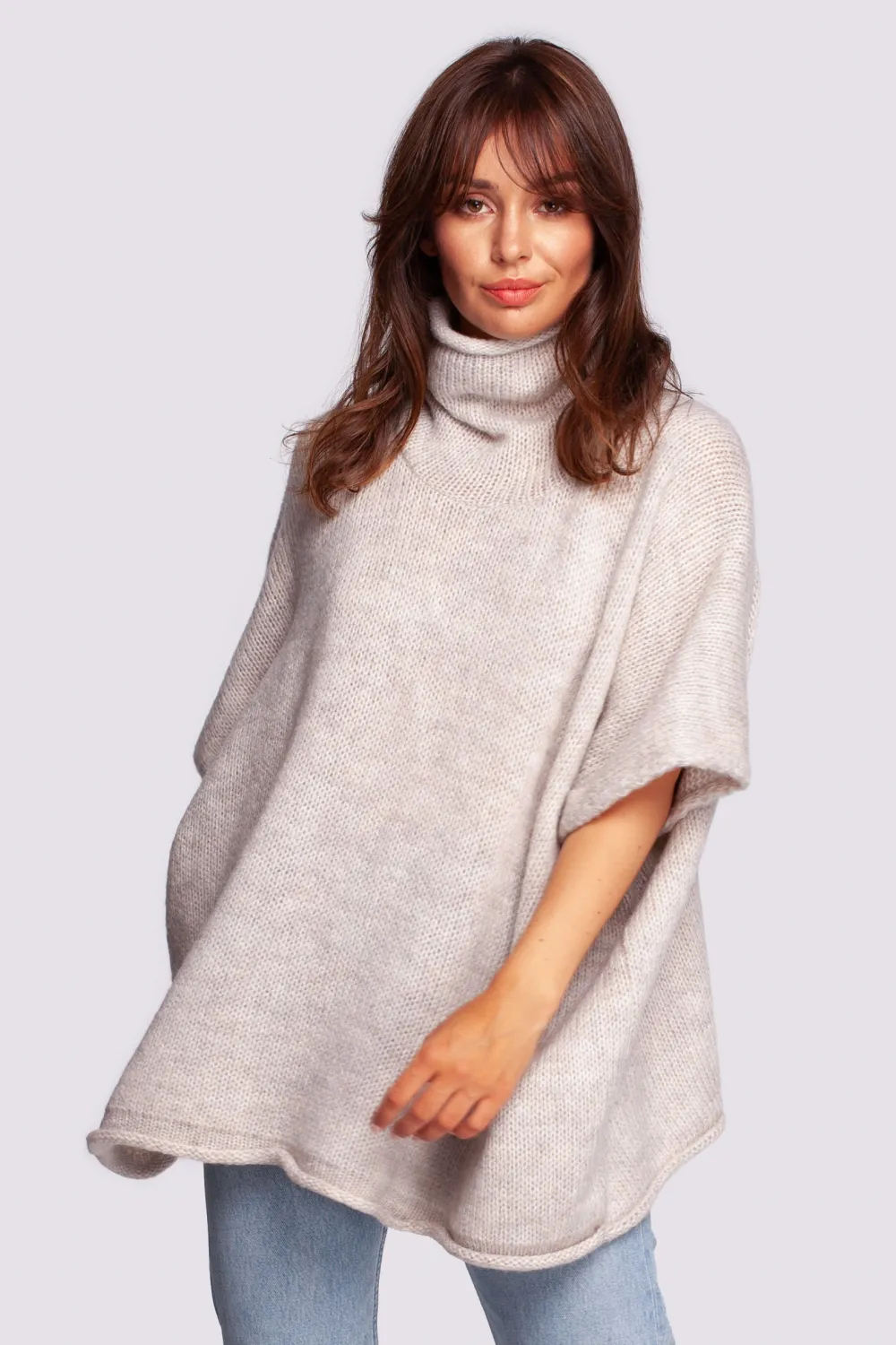 Best Luźny sweter typu ponczo - kość słoniowa Swetry