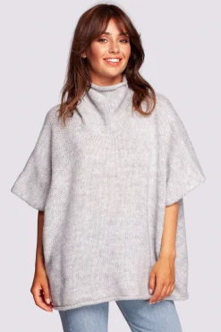Clearance Luźny sweter typu ponczo - szary Swetry