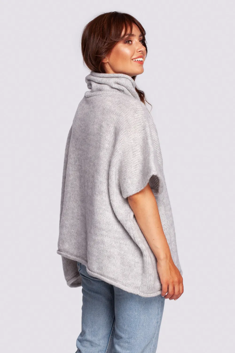 Clearance Luźny sweter typu ponczo - szary Swetry