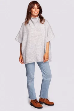 Clearance Luźny sweter typu ponczo - szary Swetry