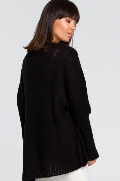 Hot Luźny sweter z kieszenią - czarny Swetry