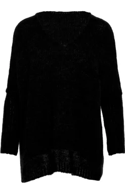 Hot Luźny sweter z kieszenią - czarny Swetry