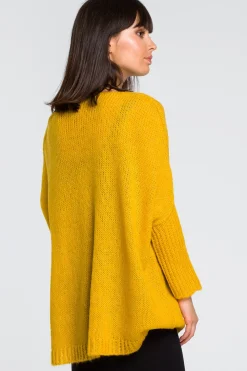 Discount Luźny sweter z kieszenią - miodowy Swetry