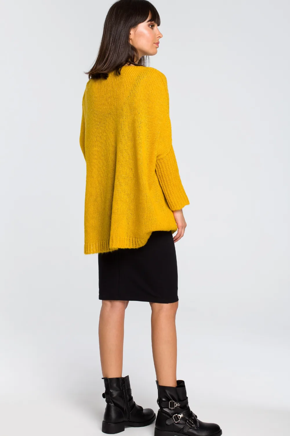 Discount Luźny sweter z kieszenią - miodowy Swetry