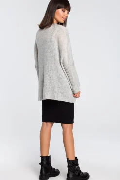 New Luźny sweter z kieszenią - popielaty Swetry