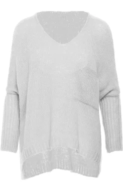 New Luźny sweter z kieszenią - popielaty Swetry