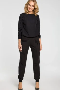 Best Marszczone spodnie pumpy - czarne Spodnie