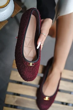 Discount Materiałowe baleriny Zaylee - bordowe Baleriny|Buty