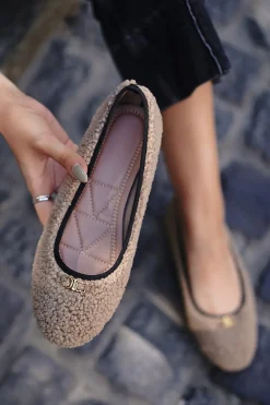 Best Materiałowe baleriny Zaylee - ciemnobeżowe Baleriny|Buty