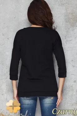 New Modna bluzka z motywem serca - czarna Dobry Skład|Bluzy
