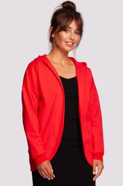 Hot Niezapinana narzutka z kapture - czerwona Odzież Casualowa|Bluzy