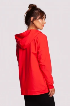 Hot Niezapinana narzutka z kapture - czerwona Odzież Casualowa|Bluzy