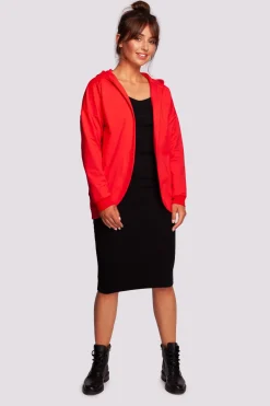 Hot Niezapinana narzutka z kapture - czerwona Odzież Casualowa|Bluzy