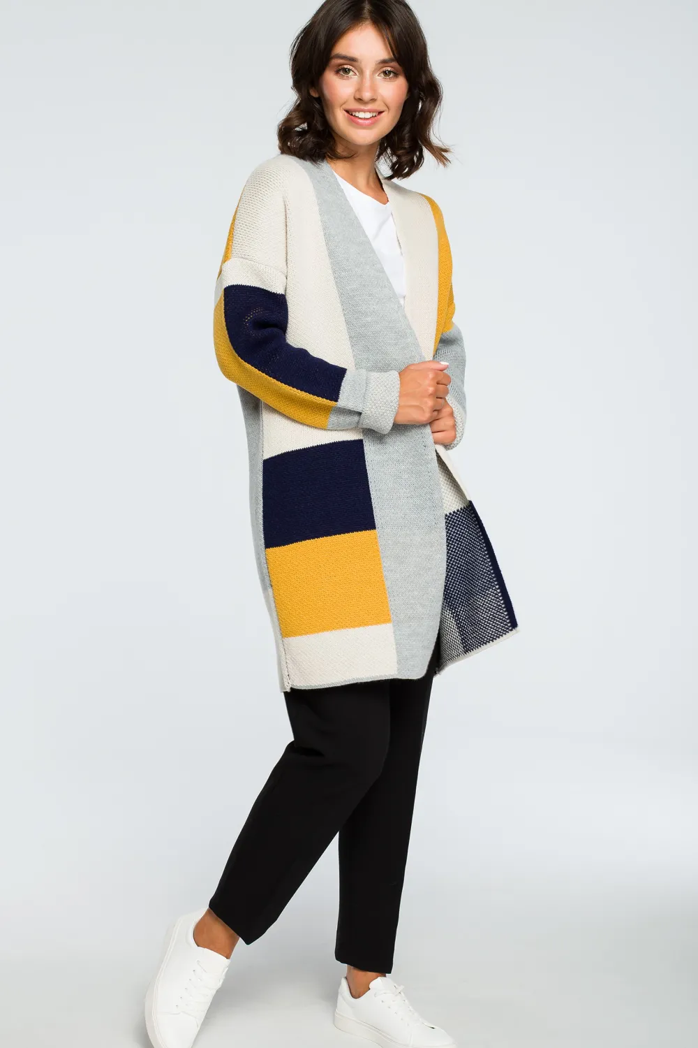Outlet Niezapinany kolorowy kardigan - model 2 Swetry