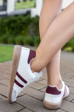 Outlet Niskie trampki Bria - bordowo-białe Sneakersy