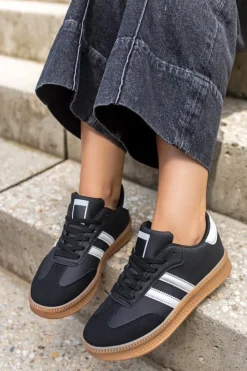Outlet Niskie trampki Britne - czarne Sneakersy