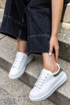 Discount Niskie trampki Noemie - srebrno-białe Sneakersy