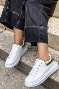 Hot Niskie trampki Noemie - złoto-białe Sneakersy