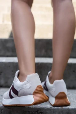 Best Niskie trampki Vera - kremowo-bordowe Sneakersy