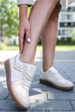 Sale Niskie trampki Yana - beżowo-złote Sneakersy