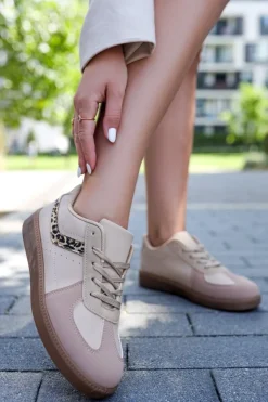 New Niskie trampki Yana - beżowo-liliowe Sneakersy