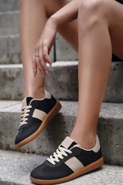 Best Niskie trampki Yusra - czarno-beżowe Sneakersy