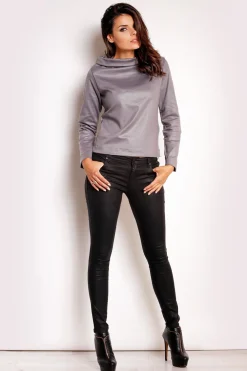 Outlet Nowoczesna bluza z kołnierzem - szara Dobry Skład|Bluzy