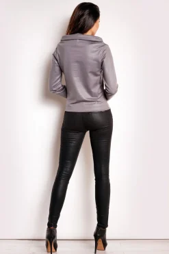 Outlet Nowoczesna bluza z kołnierzem - szara Dobry Skład|Bluzy