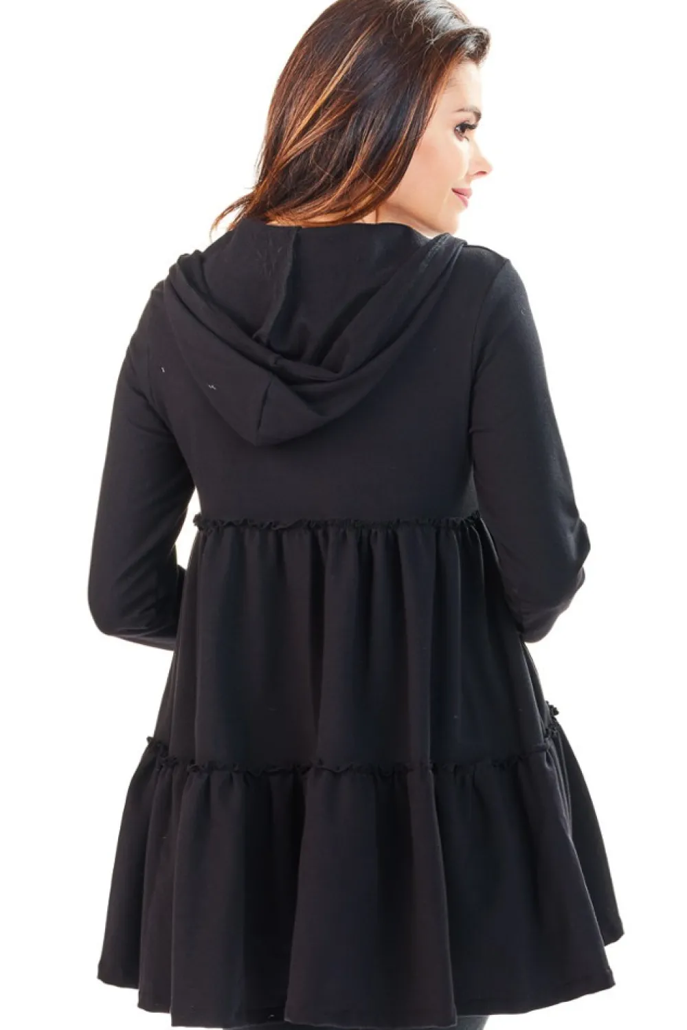 Outlet Nowoczesna zasuwana bluza z falbanami - czarna Dobry Skład|Bluzy