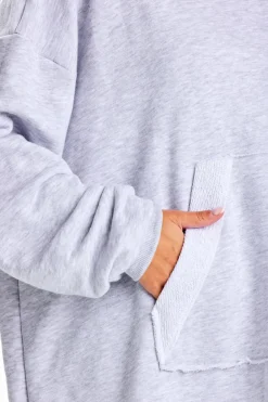 Online Obszerna bluza damska z kieszenią kangurek - szara Odzież Casualowa|Dobry Skład