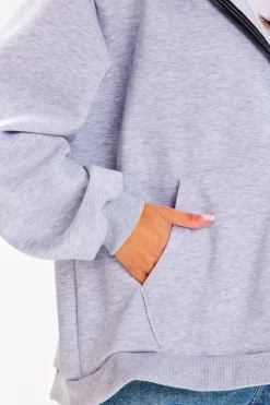 Outlet Obszerna bluza zasuwana na zamek - szara Odzież Casualowa|Bluzy